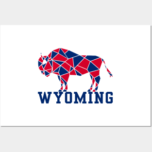 Geometric Wyoming Bison Design Posters and Art